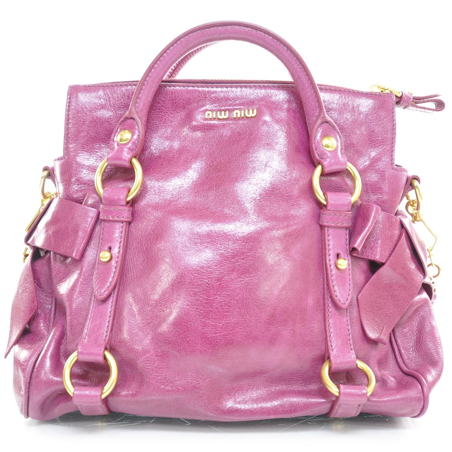 Vitello Lux Mini Bow Bag Fuchsia