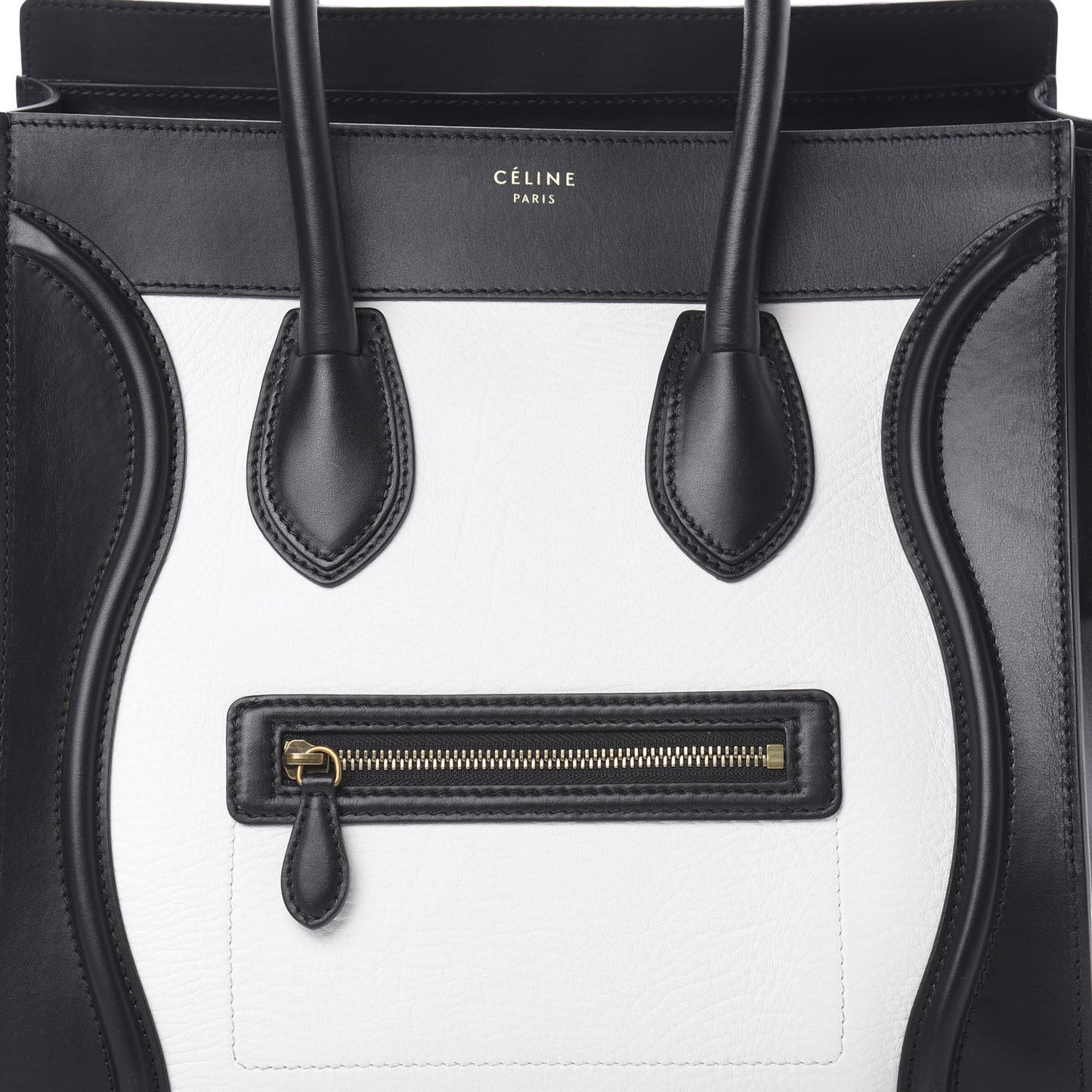 Smooth Calfskin Shrunken Lambskin Mini Bi-Color Luggage Black White
