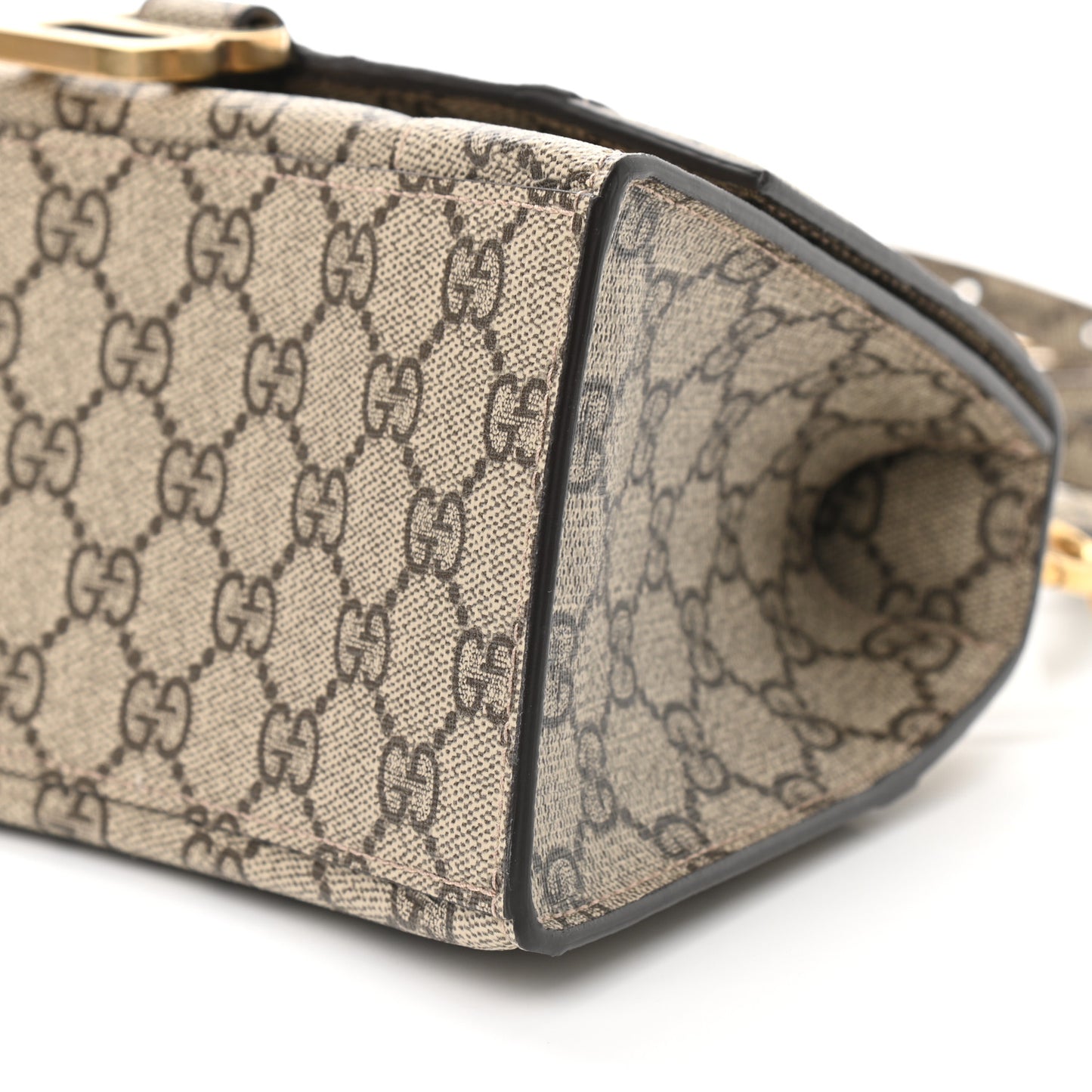 X GUCCI GG Supreme Monogram Small Hourglass Top Handle Bag Beige Ebony