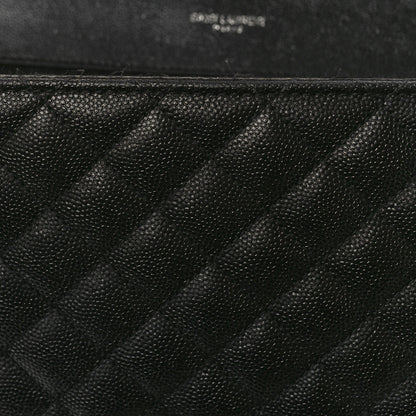 Saint Laurent Grain De Poudre Textured Mixed Matelasse Large Triquilt Monogram Satchel Black 14 of 19