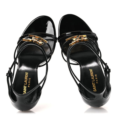 Saint Laurent Patent Cassandra 100 Ankle Strap Sandals 38.5 Black 2 of 13