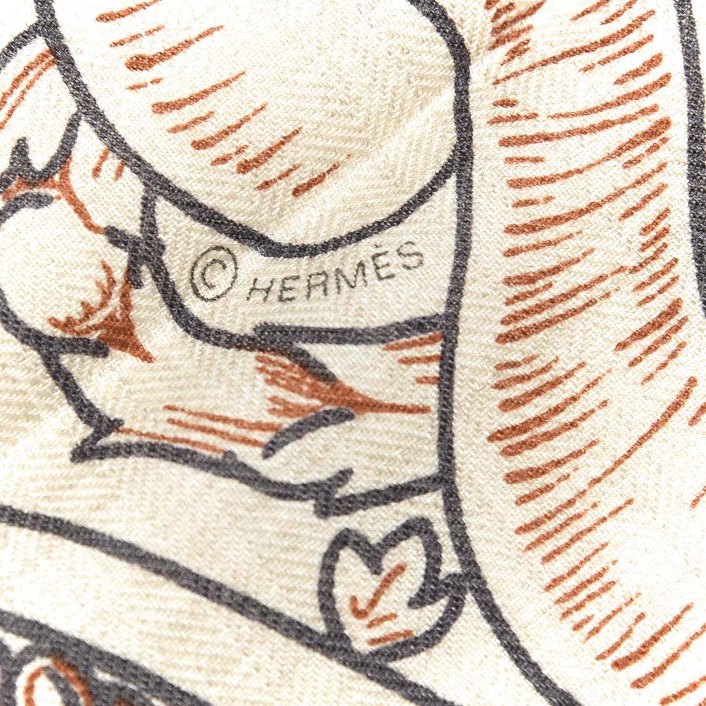 Cashmere Silk Bride De Cour Remix Scarf 140 Cacao Naturel Black