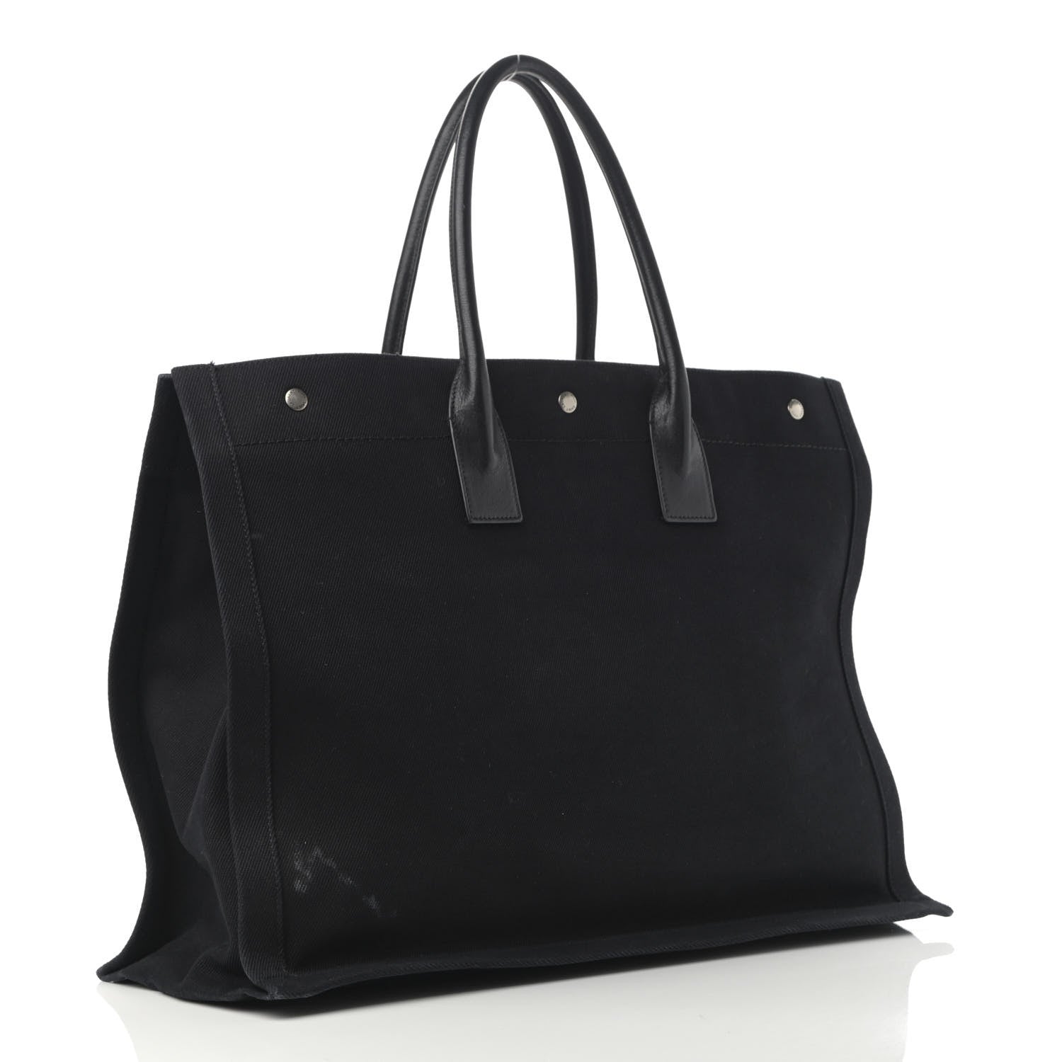 Saint Laurent Linen Calfskin Rive Gauche Tote Black 3 of 17
