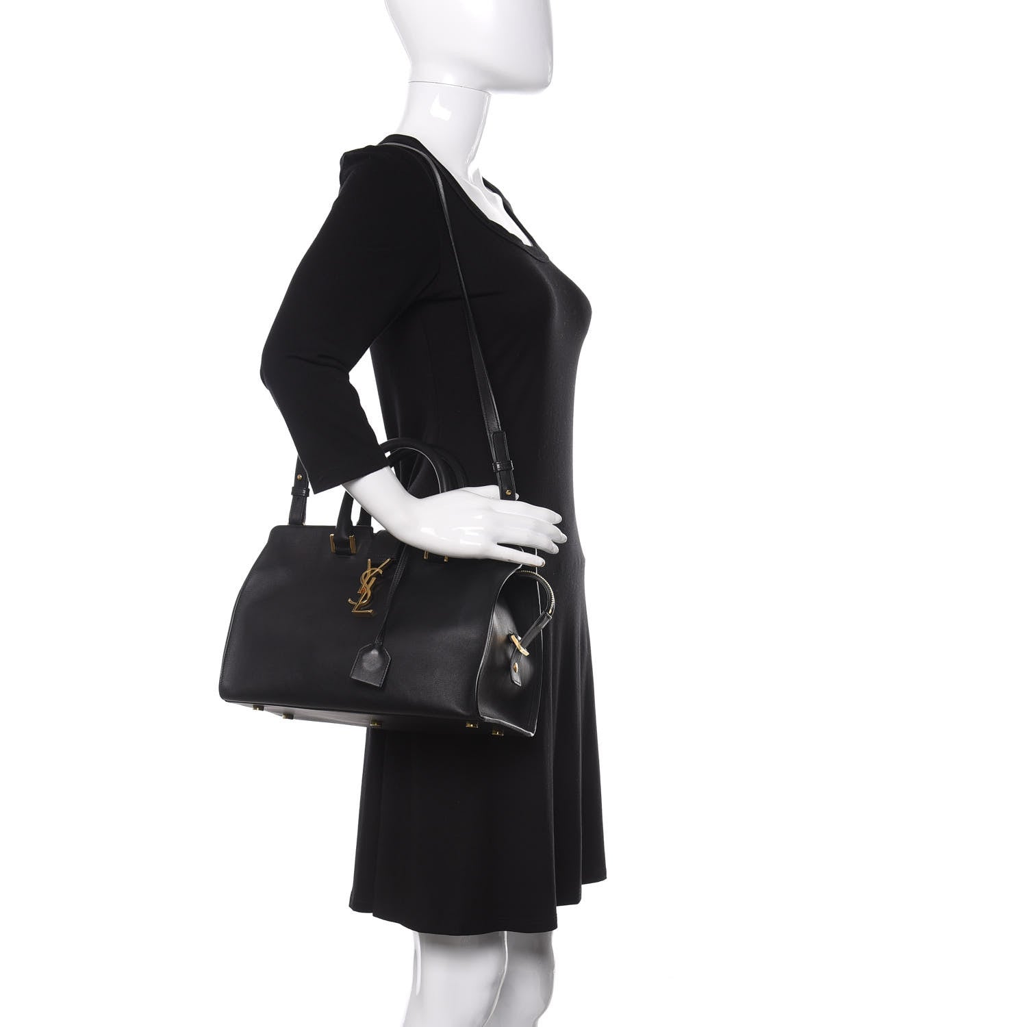 Saint Laurent Smooth Calfskin Small Monogram Cabas Black 2 of 10