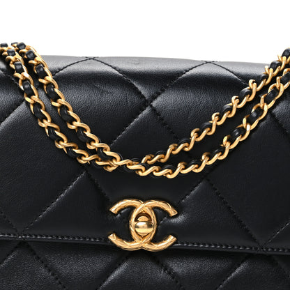 Chanel Lambskin Quilted Enamel Chain Logo Mini Flap Black 8 of 10