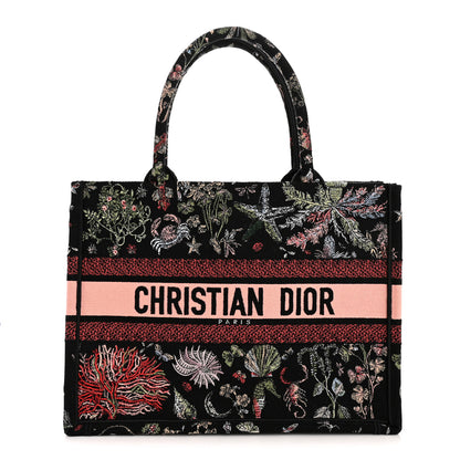 Christian Dior Canvas Embroidered Medium Cabinet De Curiosites Book Tote Black Multicolor 1 of 11