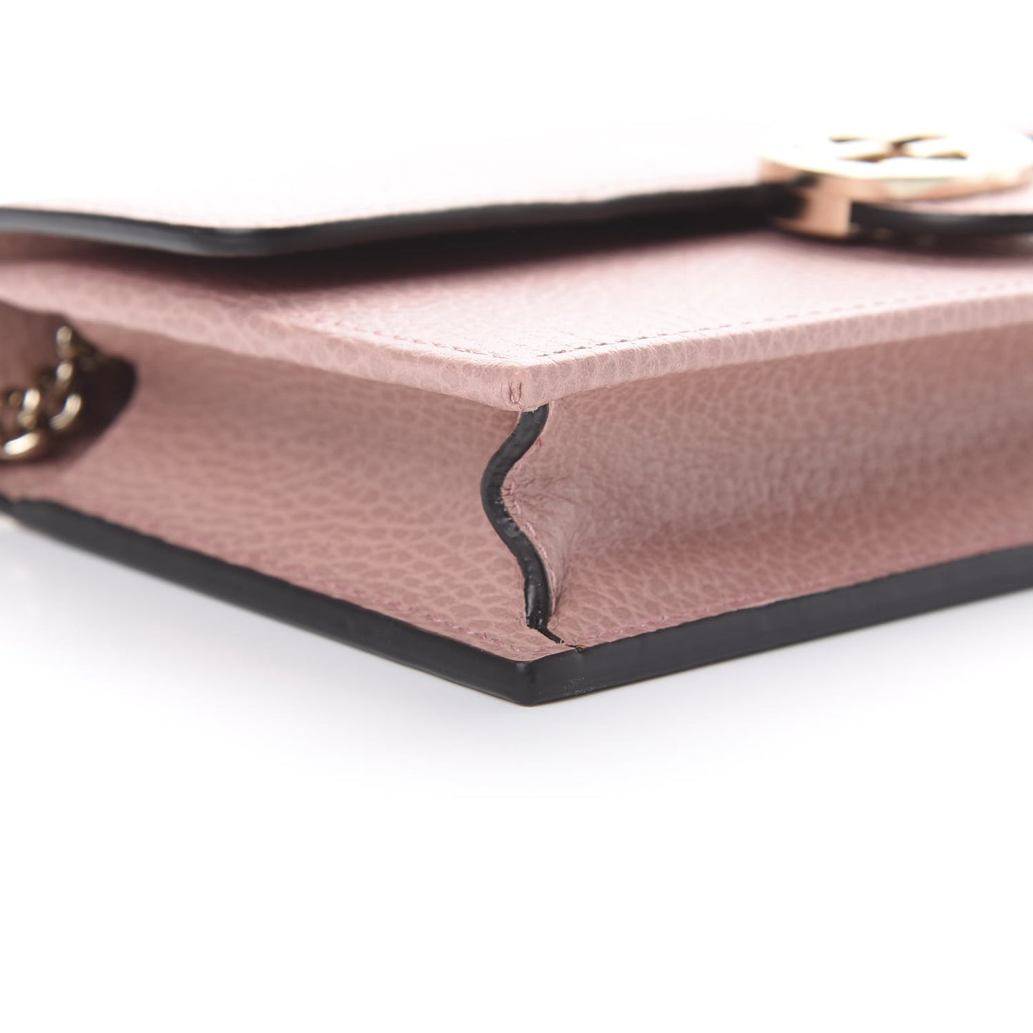Dollar Calfskin Interlocking G Chain Wallet Soft Pink