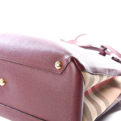 Burberry Grainy Calfskin House Check Medium Banner Tote Mahogany Red 8 of 10