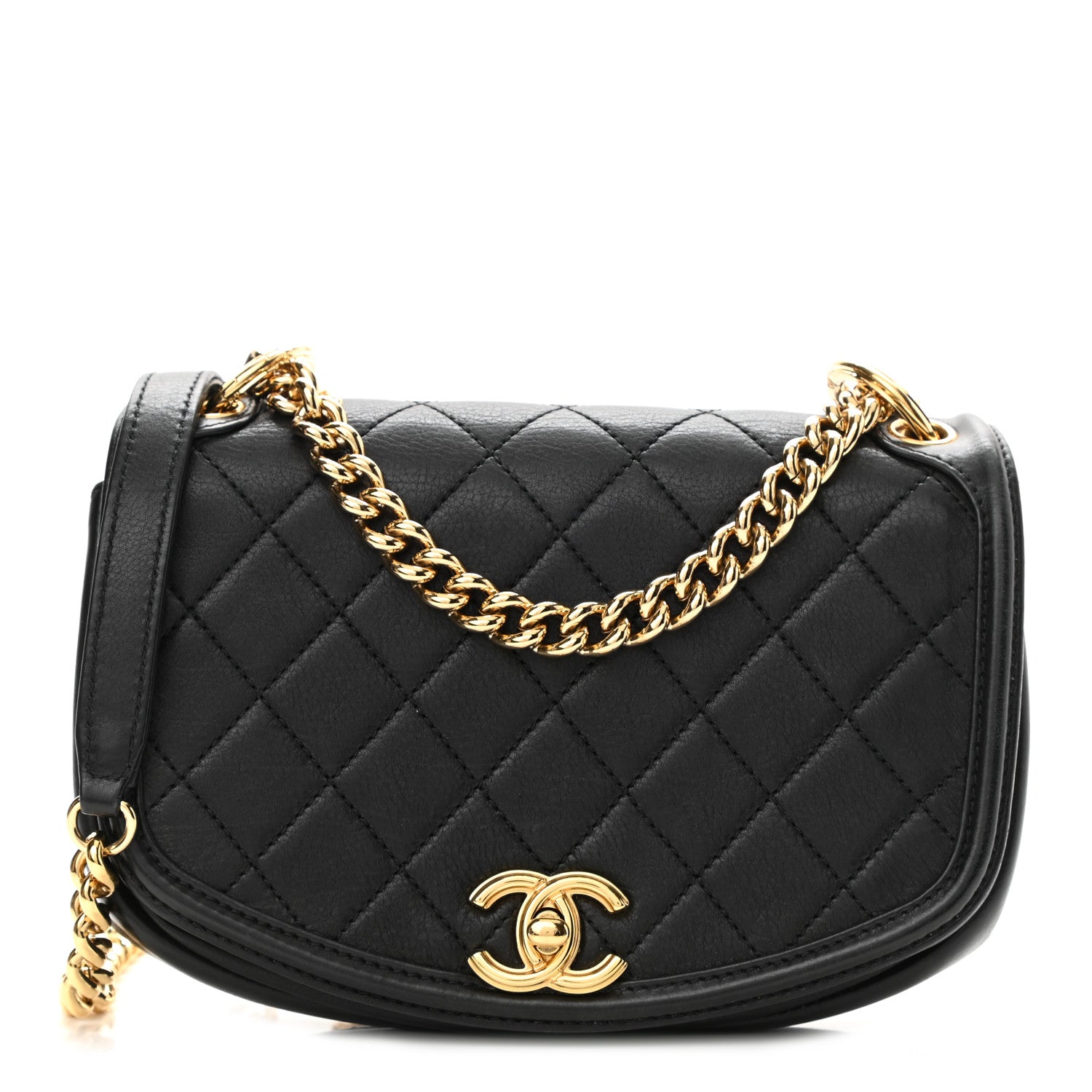 Chanel Calfskin Quilted Small Underline Flap Black 1 of 9