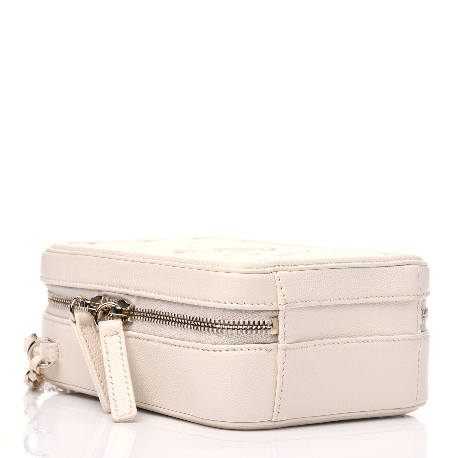 Chanel Caviar Quilted CC North South Filigree Vanity Case Light Beige 6 of 15