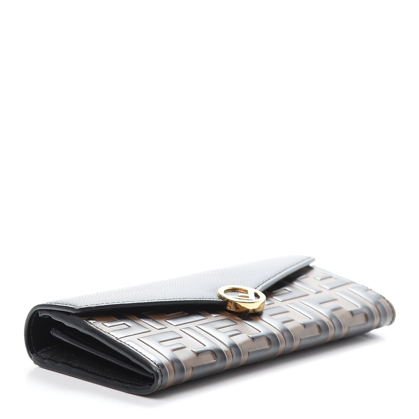 Vitello Cruise F is Fendi Bi-Color FF 1974 Embossed Continental Envelope Wallet Maya Black