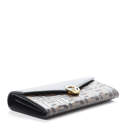 Fendi Vitello Cruise F is Fendi Bi-Color FF 1974 Embossed Continental Envelope Wallet Maya Black 4 of 11