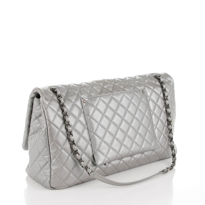 Chanel Calfskin XXL Travel Flap Bag Silver 3 of 7
