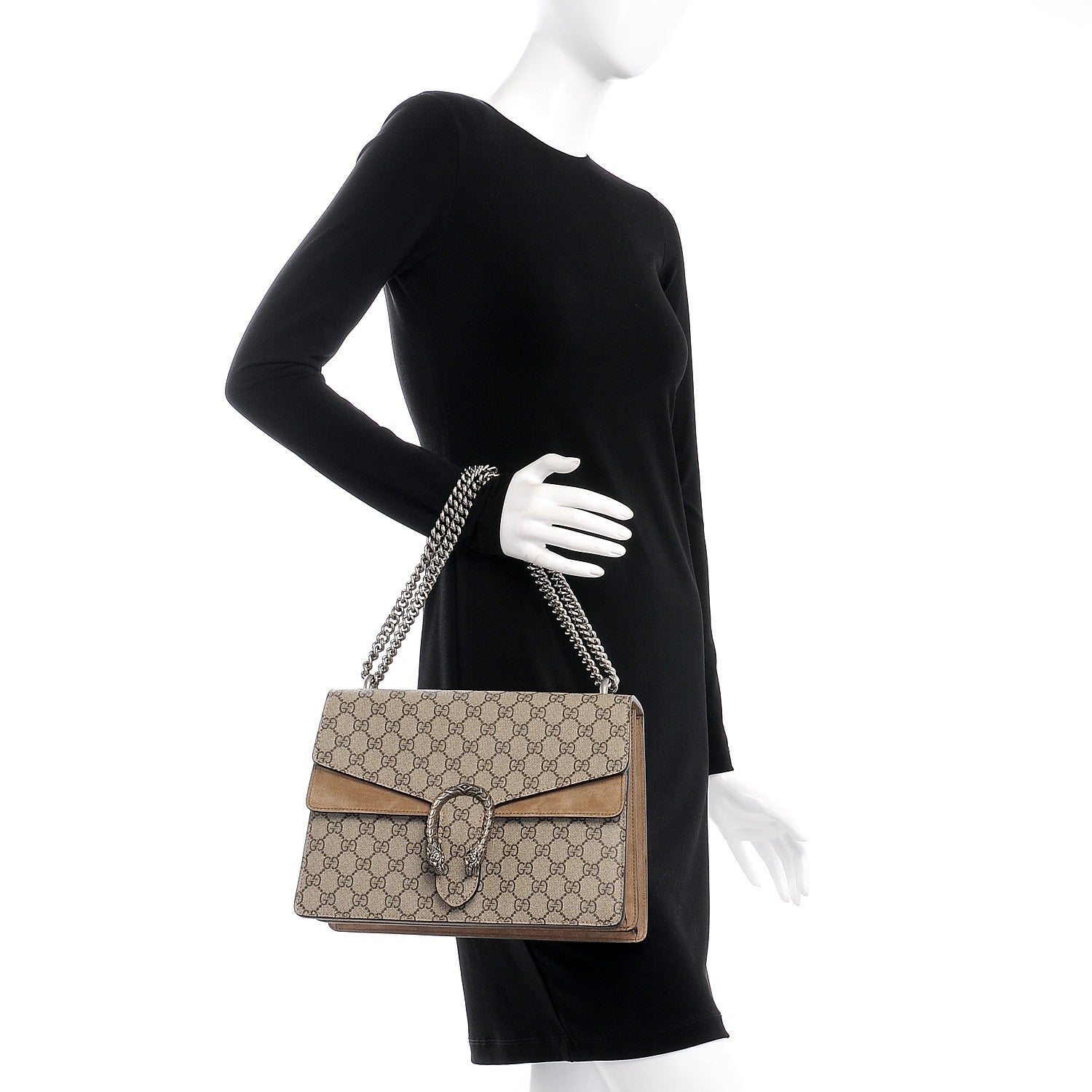 Gucci GG Supreme Monogram Medium Dionysus Shoulder Bag Taupe 3 of 9