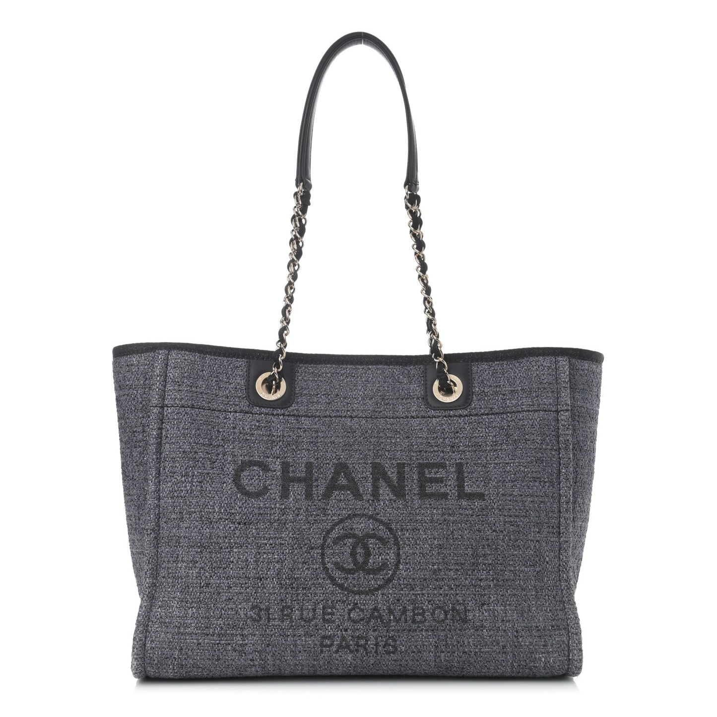 Woven Straw Raffia Small Deauville Tote Charcoal