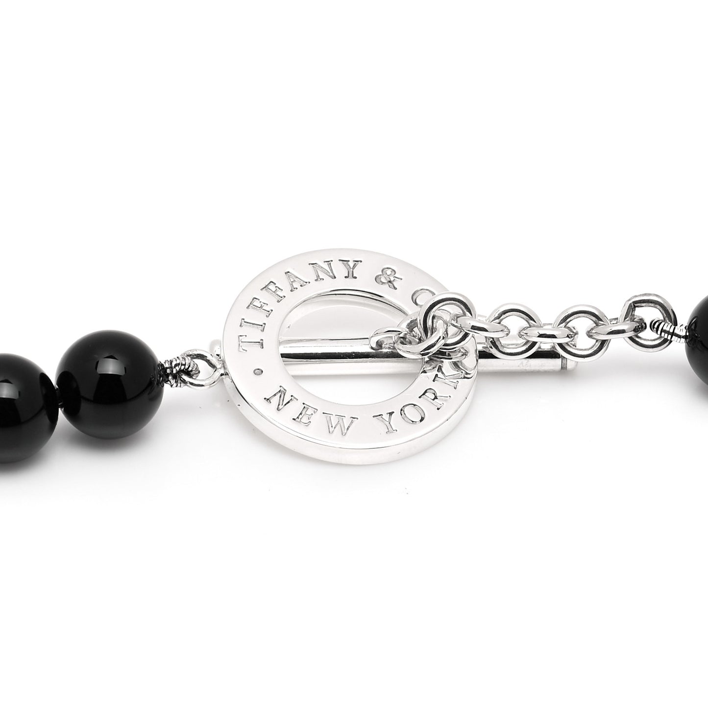 Sterling Silver Black Onyx Bead Toggle Necklace
