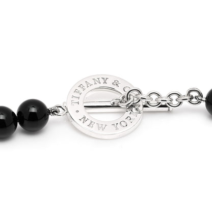 Tiffany Sterling Silver Black Onyx Bead Toggle Necklace 4 of 6