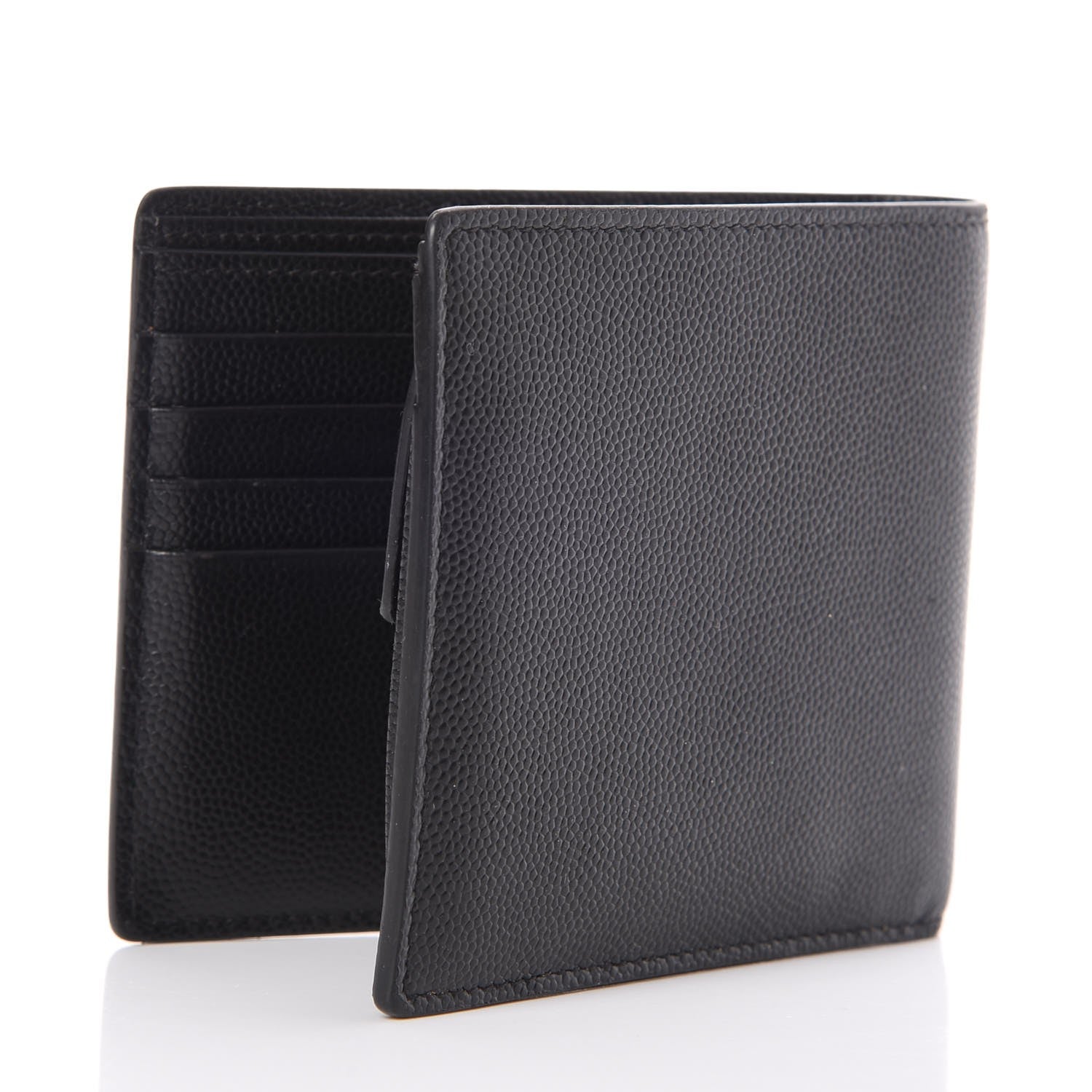 Saint Laurent Grain De Poudre Studded Bi-Fold Wallet Black 3 of 7