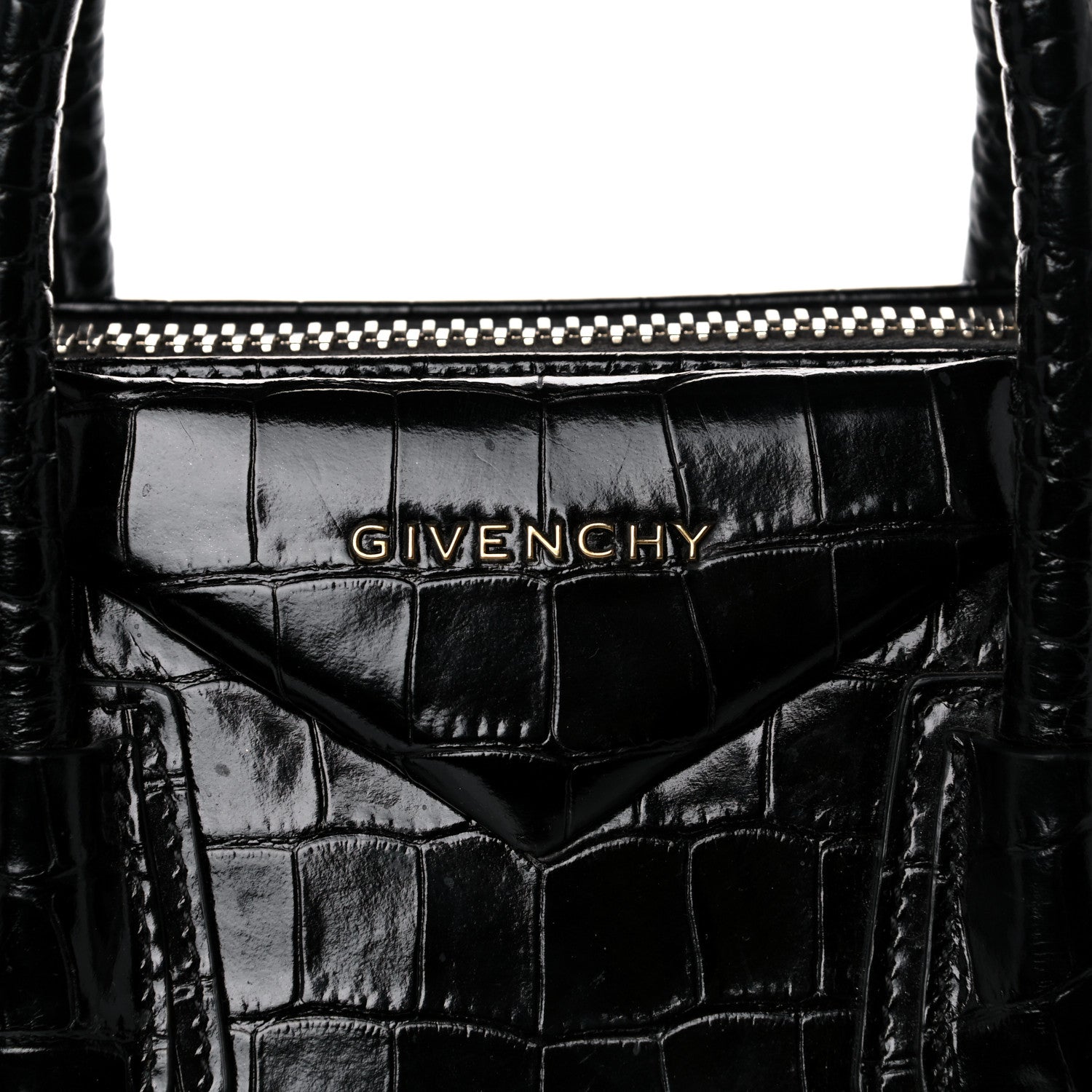 Givenchy Calfskin Crocodile Embossed Small Antigona Black 7 of 18