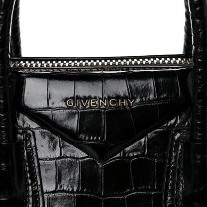Givenchy Calfskin Crocodile Embossed Small Antigona Black 7 of 18