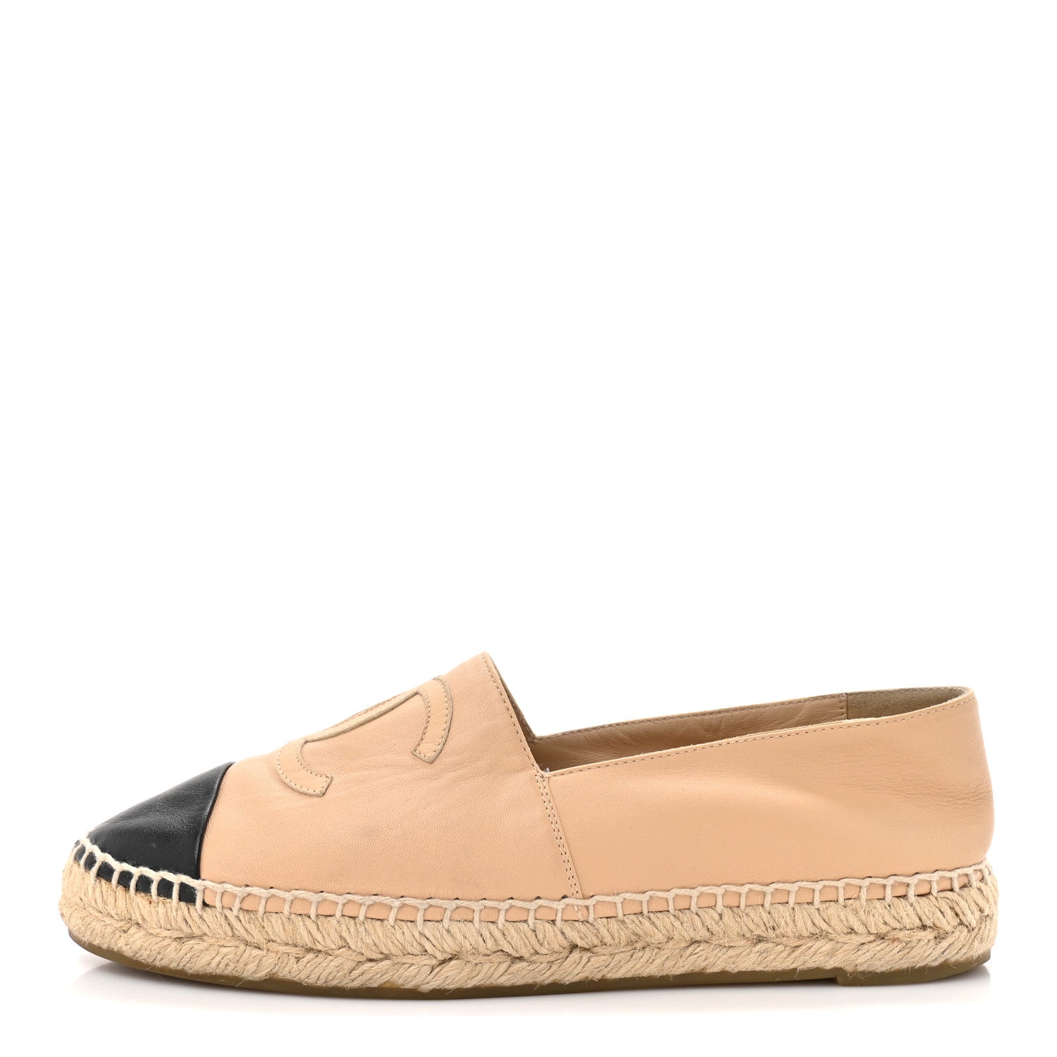 Chanel Lambskin CC Espadrilles 38 Beige Black 1 of 12