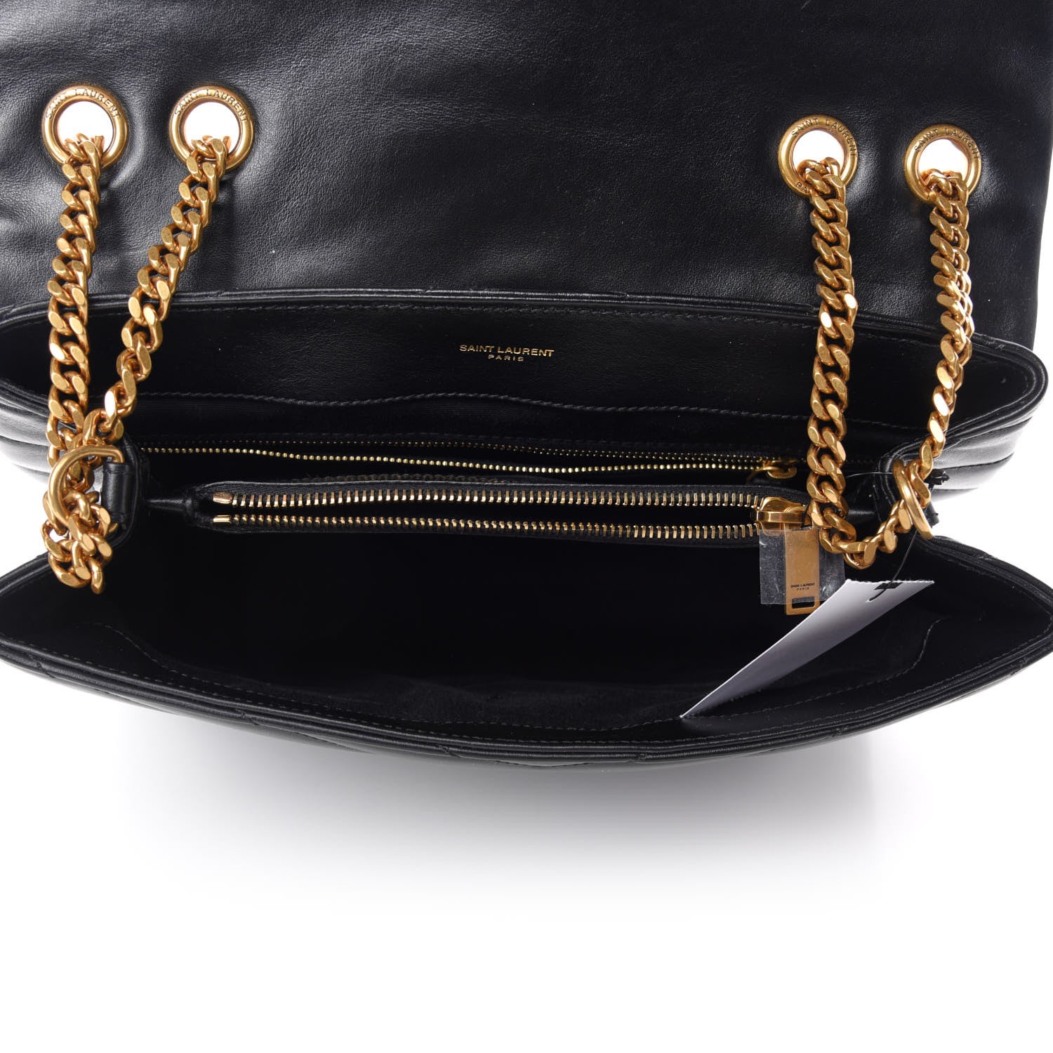 Saint Laurent Calfskin Y Quilted Monogram Medium Loulou Chain Satchel Black 5 of 12