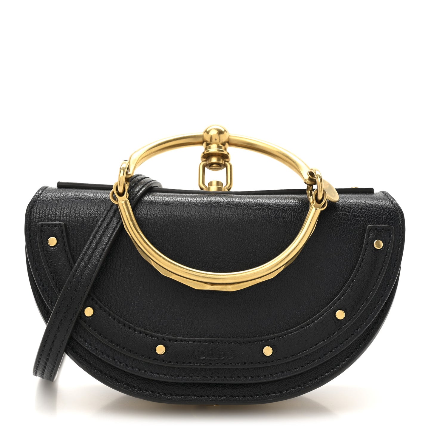 Calfskin Small Nile Bracelet Minaudiere Bag Black