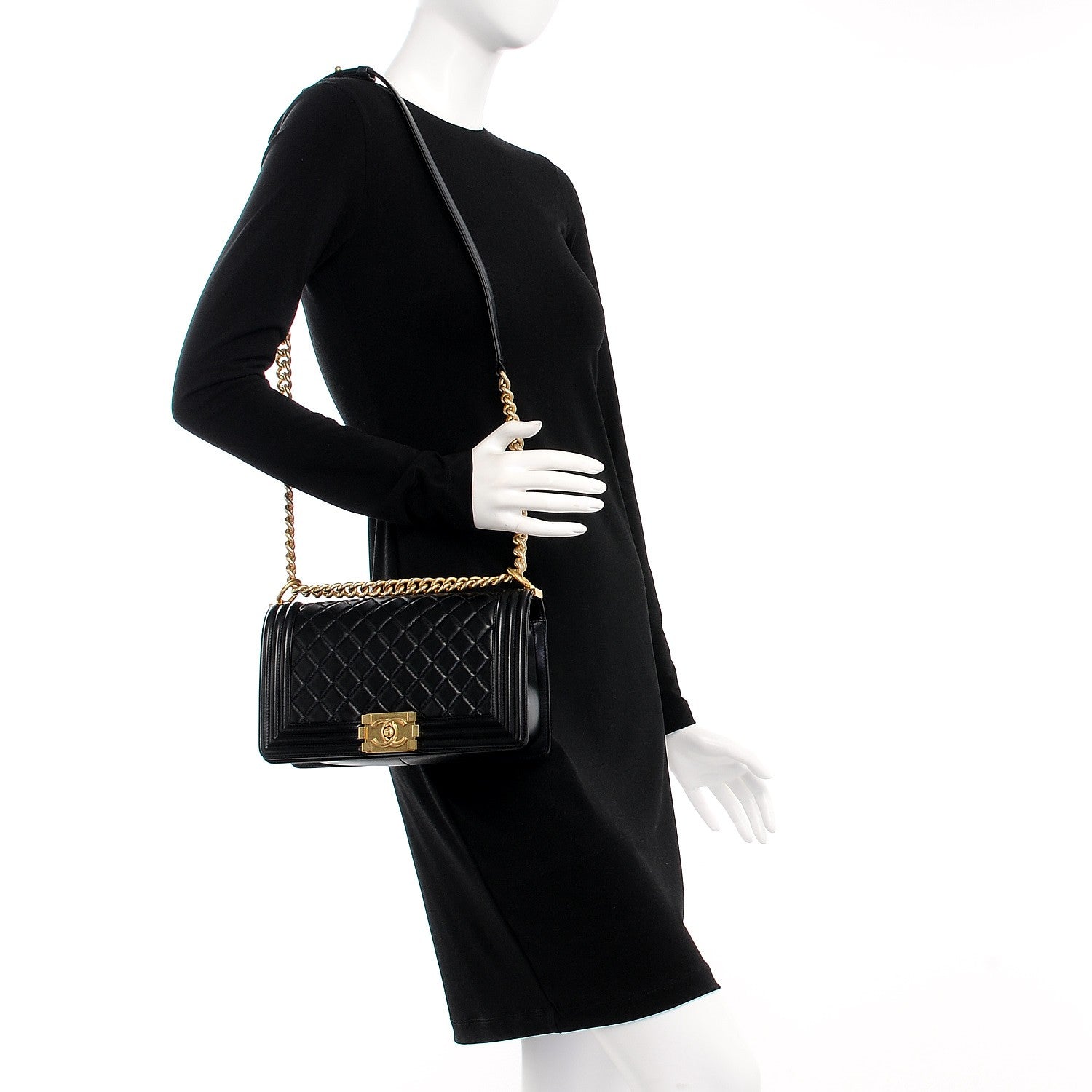 Chanel Lambskin Quilted Medium Boy Flap Black 2 of 9