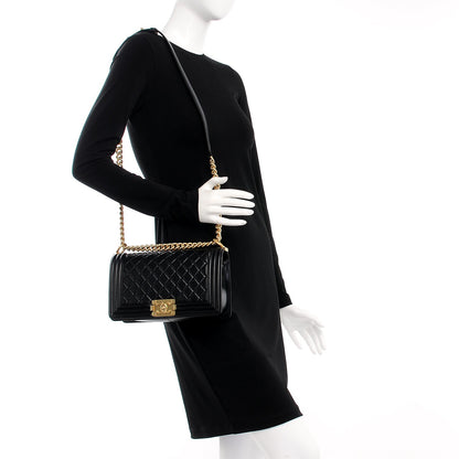 Chanel Lambskin Quilted Medium Boy Flap Black 2 of 9