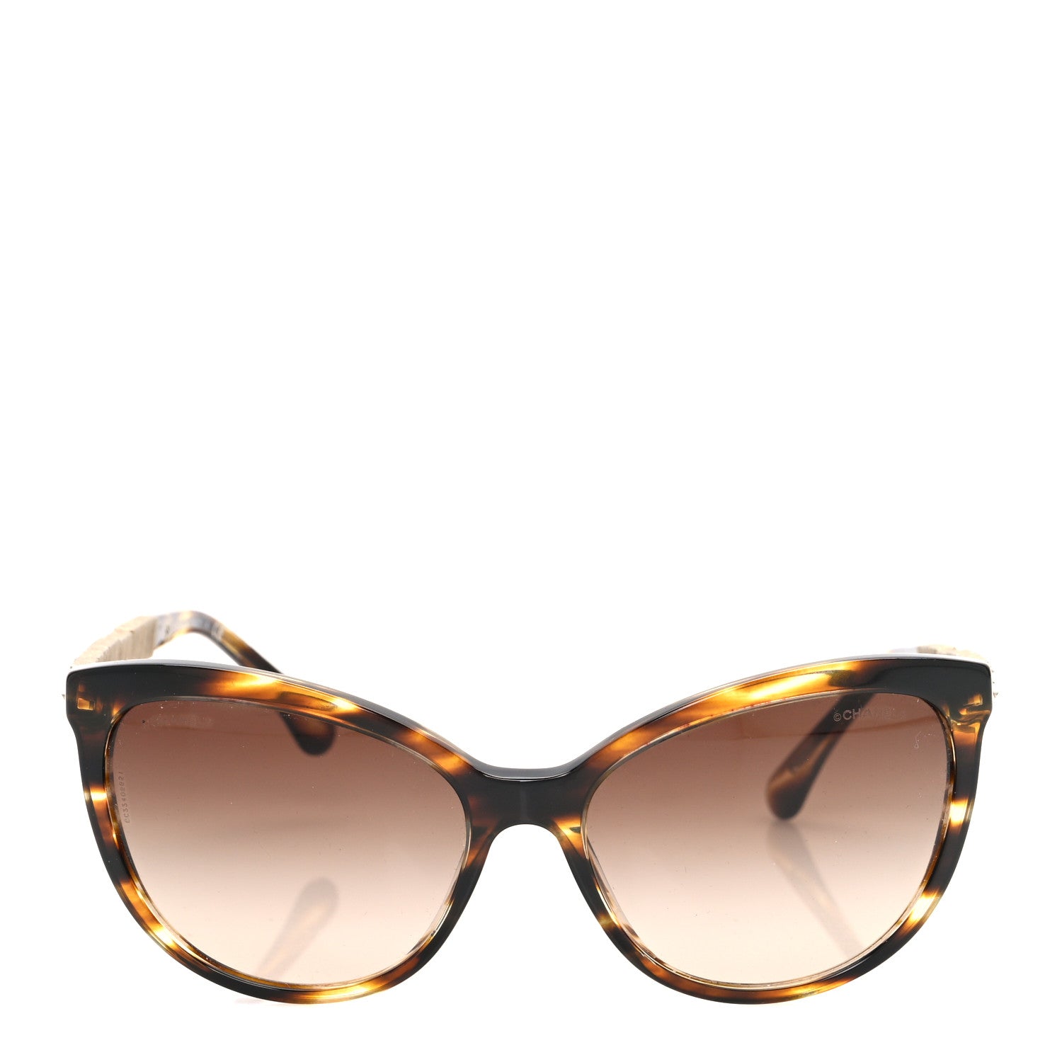Chanel Crystal Baguette Cat Eye Bijou Sunglasses 5307-B Tortoise