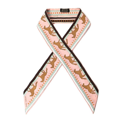 Hermes Silk Sequences Twilly Rose Pale Chocolat Vert D'Eau 1 of 3