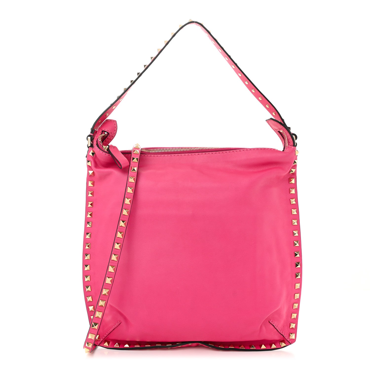 Valentino Garavani Vitello Small Rockstud Hobo Pop Fuxia 1 of 9