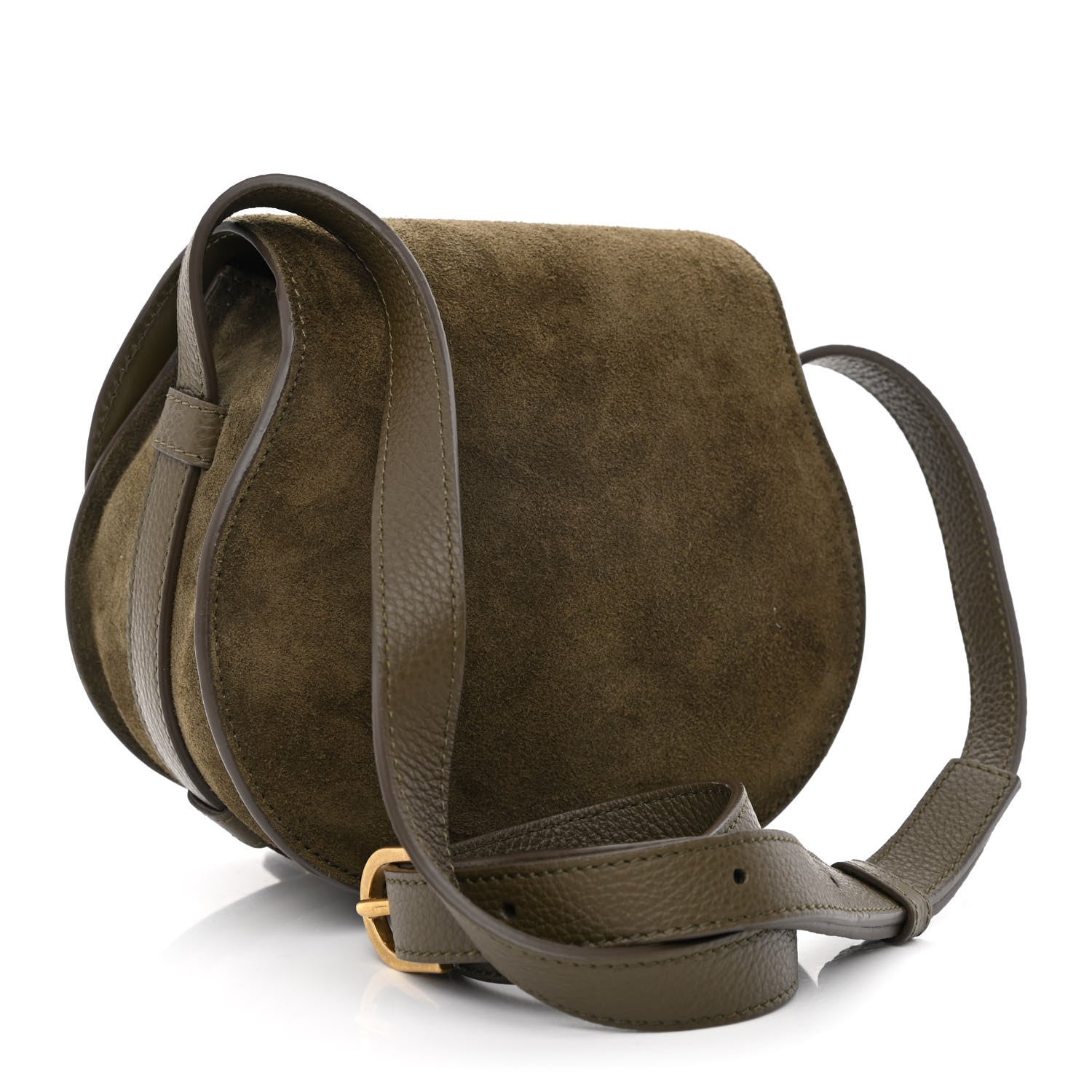 Chloe Suede Calfskin Small Marcie Saddle Bag Deep Olive 3 of 10