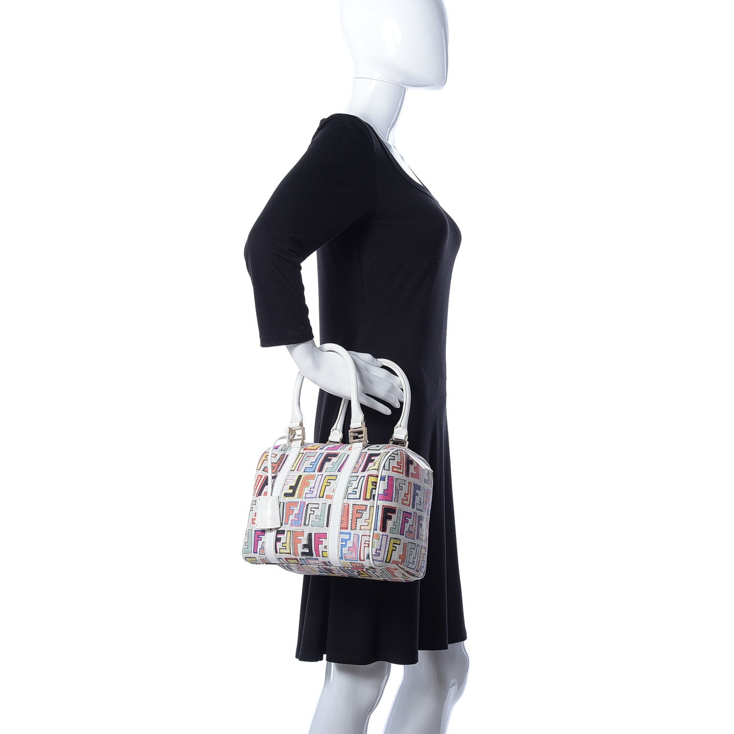 Fendi Zucca Spalmati Vitello FF Multicolor Forever Boston Multicolor White 2 of 9