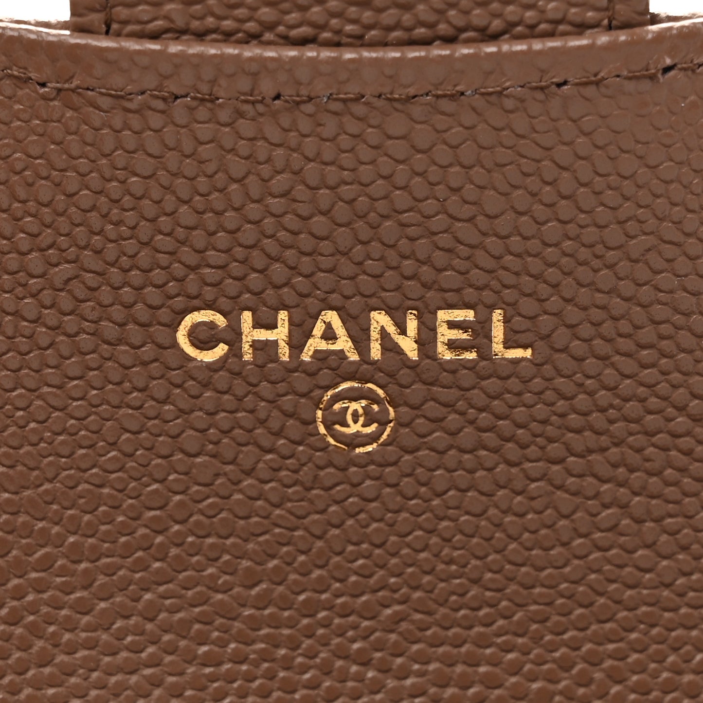 Caviar Quilted Flap Card Holder Wallet Brown