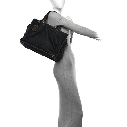 Prada Tessuto Nylon Jacquard Logo Tote Black Teak 2 of 15