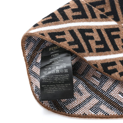 Fendi Wool Knit Zucca Beanie Tobacco White 4 of 5