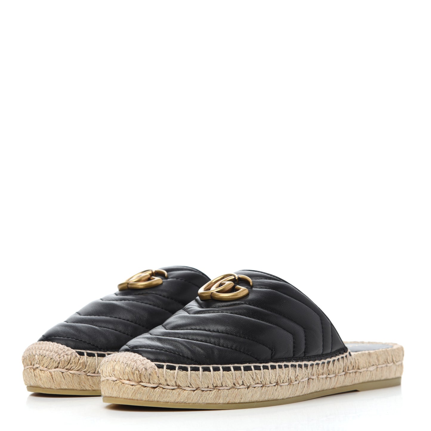 Nappa Matelasse GG Marmont Espadrille Slippers 39 Black
