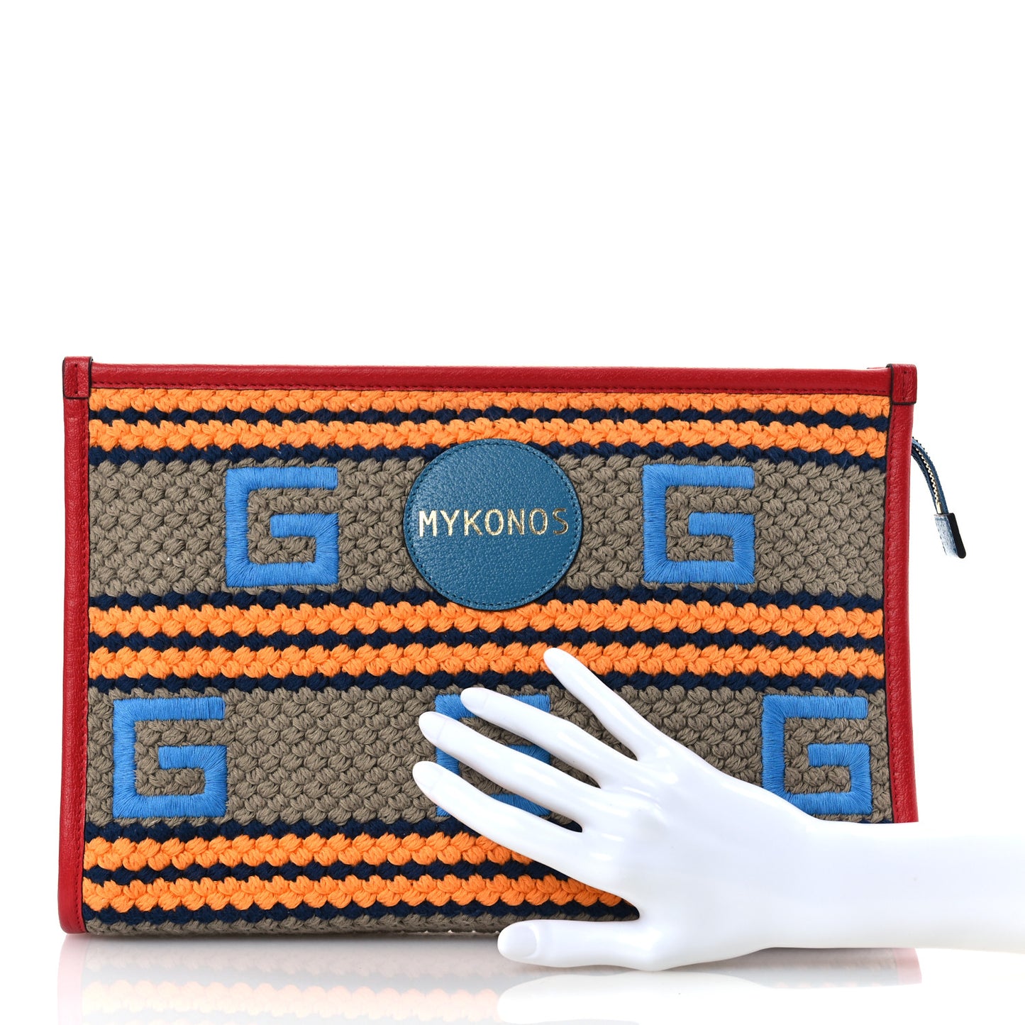 Fabric Embroidered Square G Mykonos Striped Case