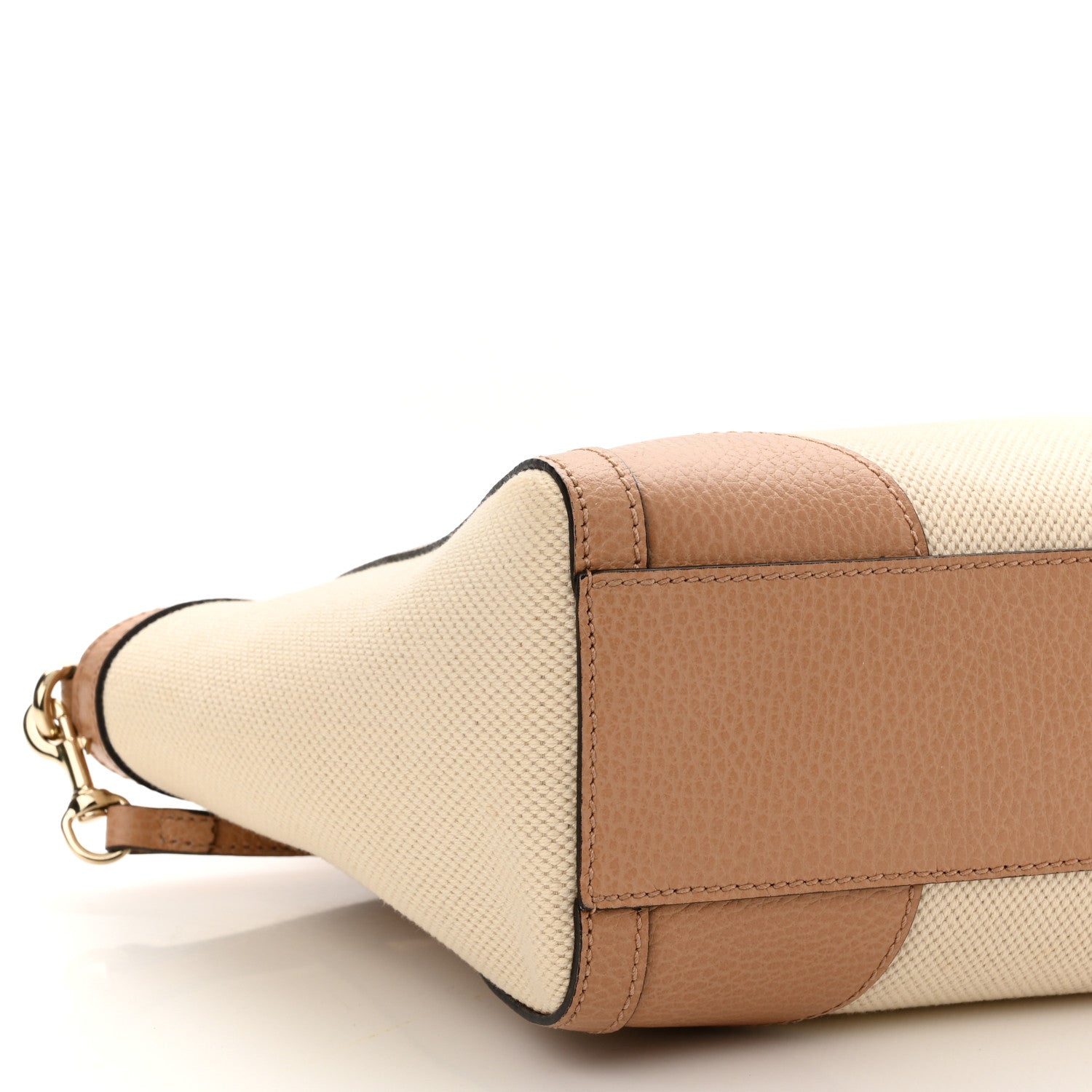 Gucci Linen Canvas Calfskin MIni Swing Top Handle Bag Natural 8 of 10
