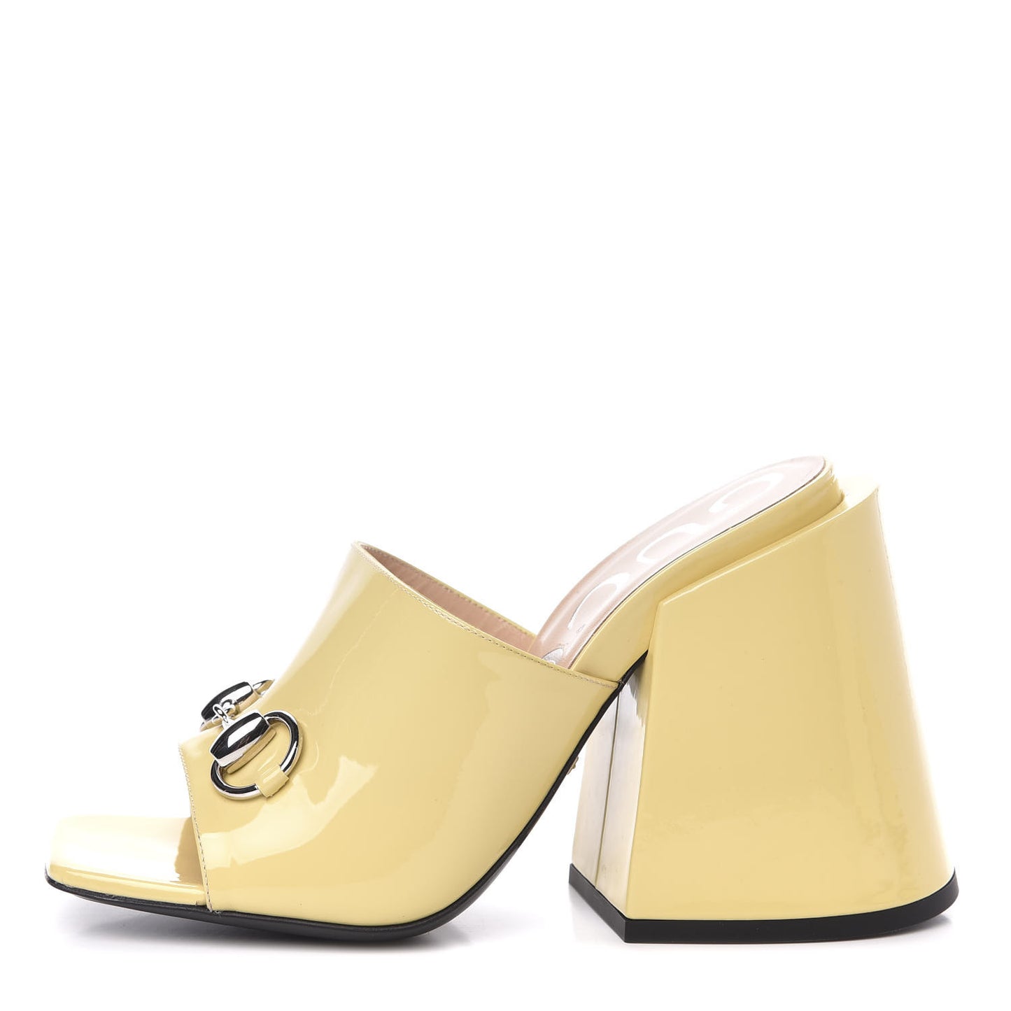 Patent Lexi Horsebit High-Heel Slide Sandals 36 Burro