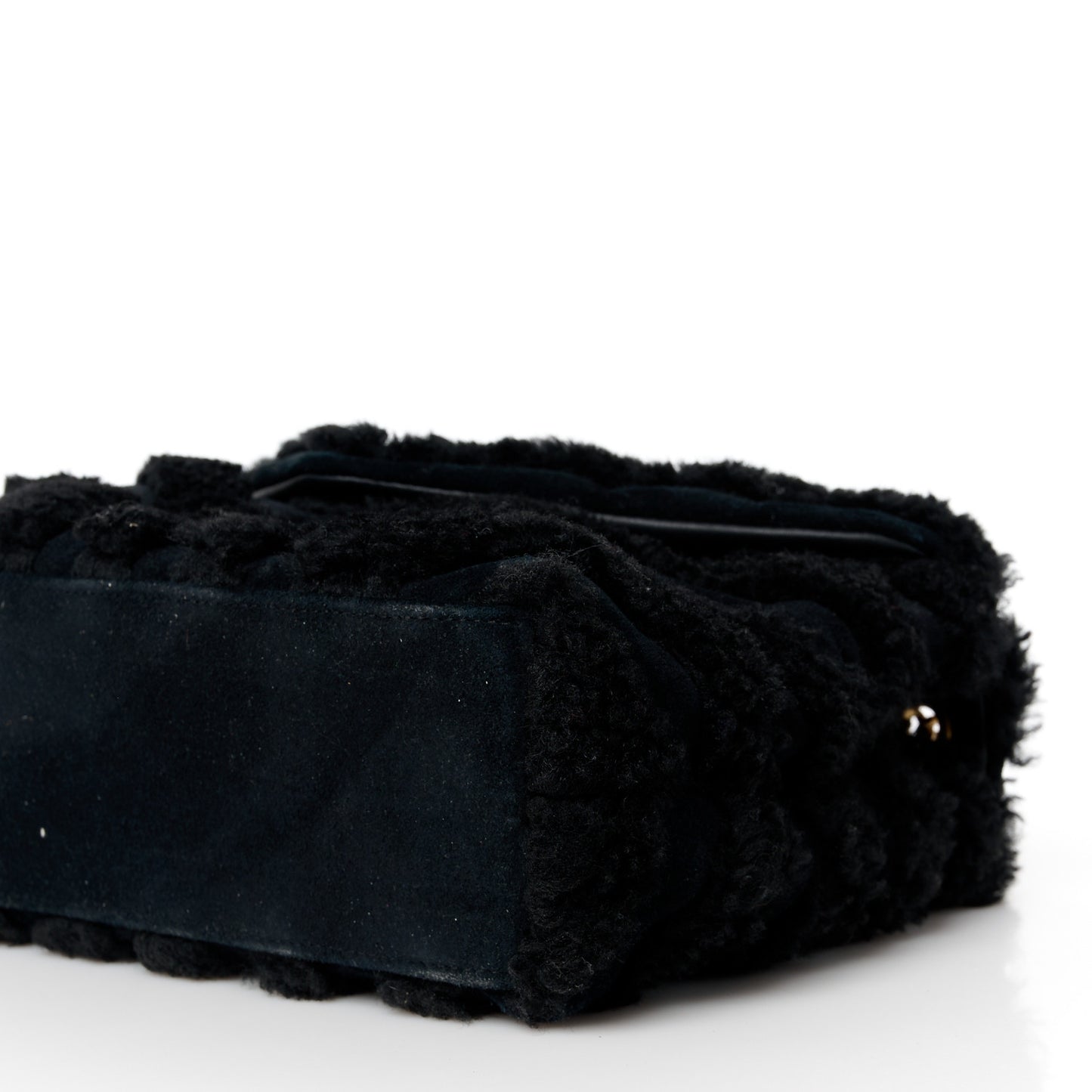 Suede Shearling Y Quilted Monogram Small Loulou Chain Satchel Black