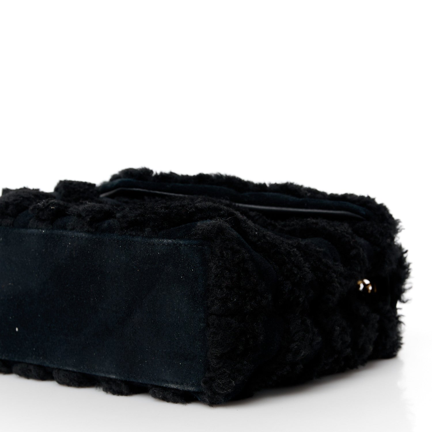 Saint Laurent Suede Shearling Y Quilted Monogram Small Loulou Chain Satchel Black 11 of 11