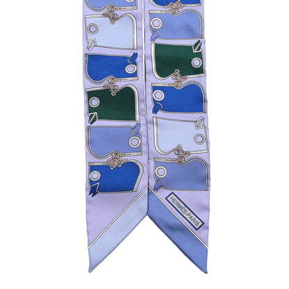 Hermes Silk Camails Twilly Scarf Lavande Vert Bleu 2 of 4