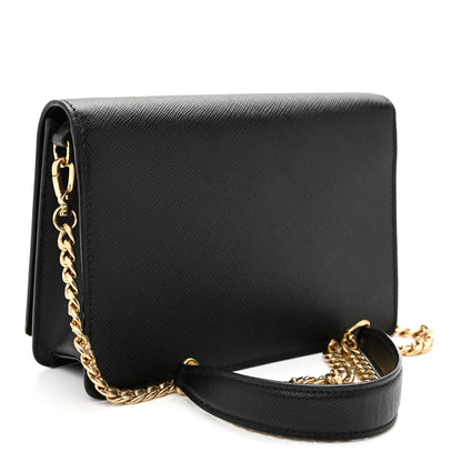Prada Saffiano Lux Monochrome Chain Wallet Black 4 of 10
