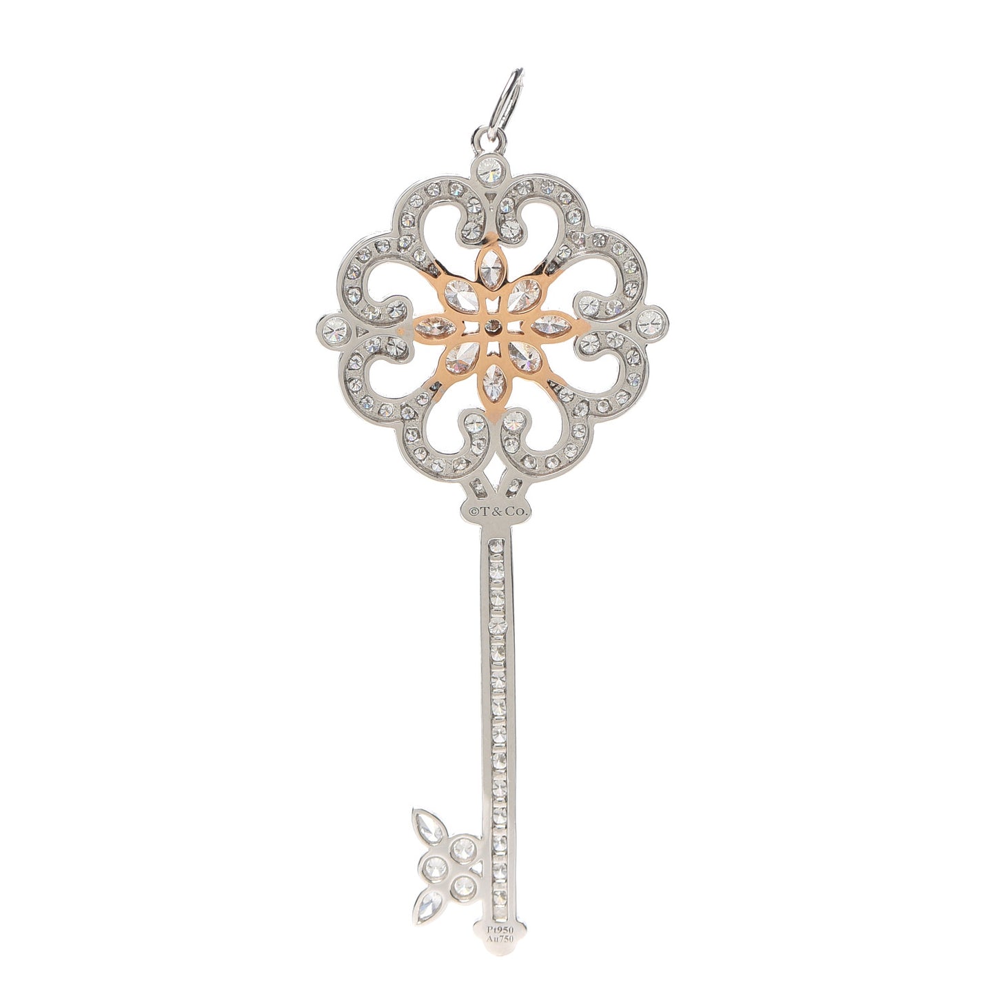 Platinum 18K Rose Gold Diamond Enchant Primrose Key Pendant