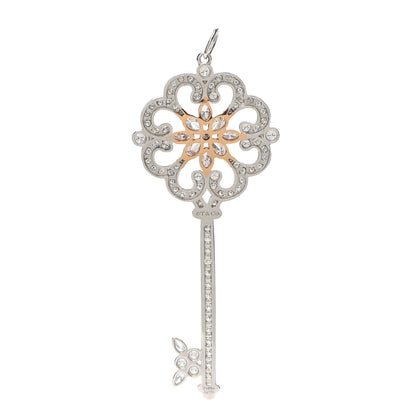 Tiffany Platinum 18K Rose Gold Diamond Enchant Primrose Key Pendant 3 of 5