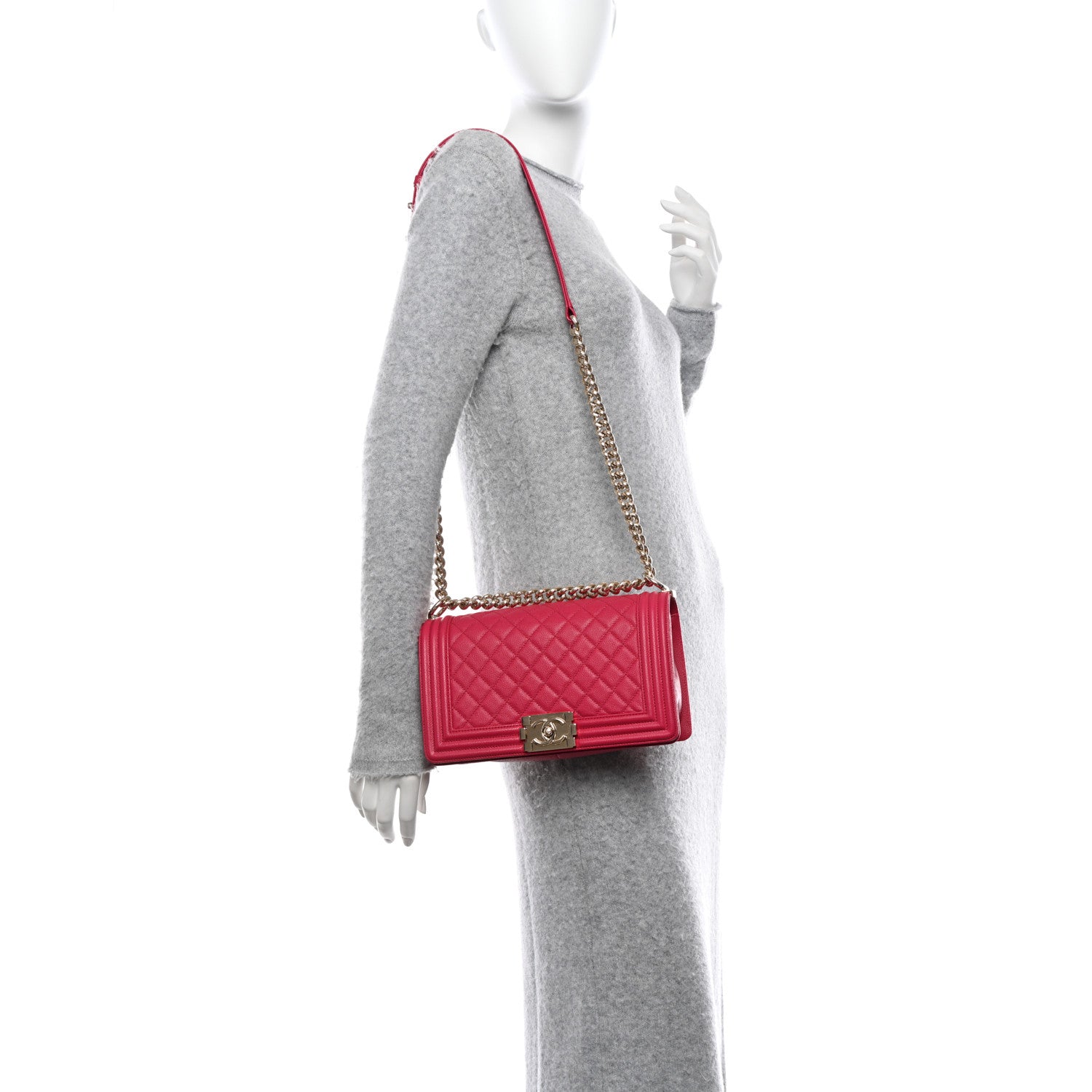 Chanel Caviar Quilted Medium Boy Flap Fuchsia 2 of 14