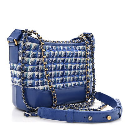 Chanel Tweed Calfskin Small Gabrielle Hobo Royal Blue 3 of 10