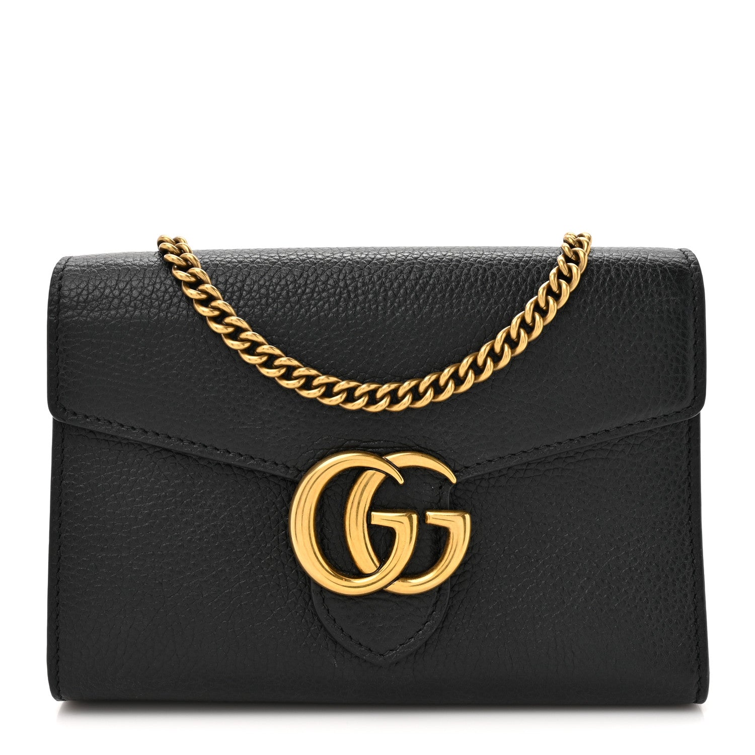 Gucci Calfskin GG Marmont Chain Wallet Bag Black 1 of 13